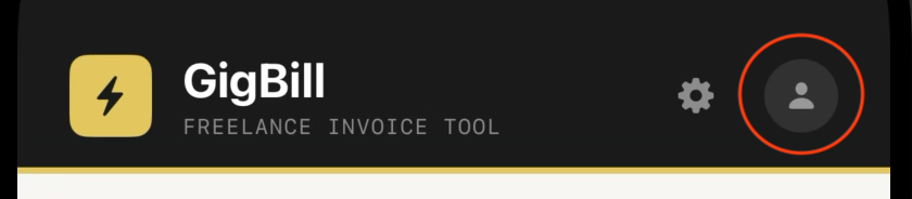 The profile icon in the top-right corner of the dashboard, highlighted with an orange ring.