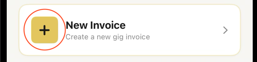 The New Invoice button on the dashboard, highlighted with an orange ring.
